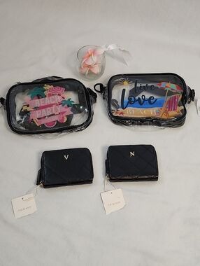NWT Quilted Primark Wallet and Clear Beach Theme Crossbody Set